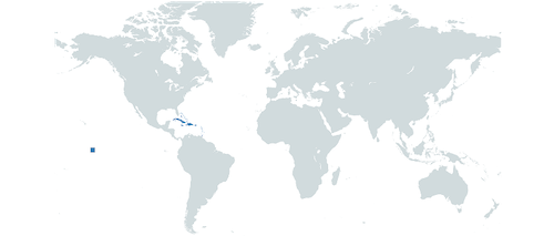 Mapa do Mundo com Caribe Destacado