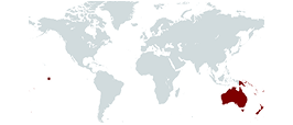 Mapa do Mundo com Oceania Destacada