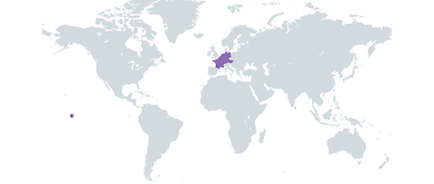 西ヨーロッパがハイライトされた世界地図